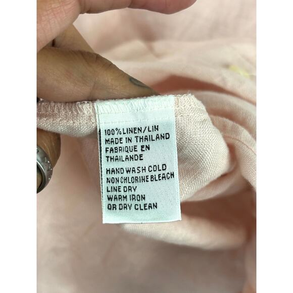 Vintage Talbots Irish Linen Long Sleeve Button Up Shirt Light Pink Womens Sz 10 - Picture 4 of 9